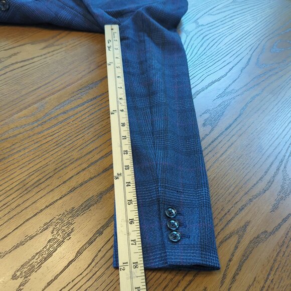 Banana Republic Women’s Plaid blue Blazer Sz 4 Double Breasted Glen Check Jacket - Picture 13 of 16